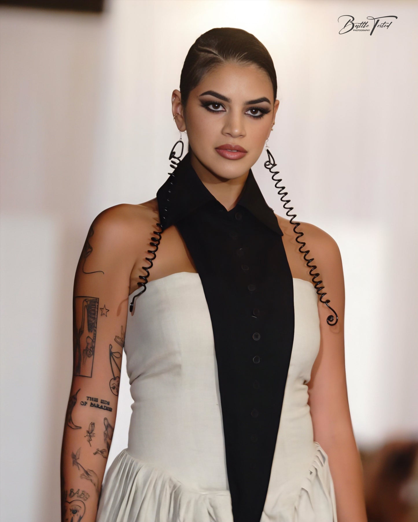 Axis I — Natural Linen Jumpsuit with Black Cotton Overlay