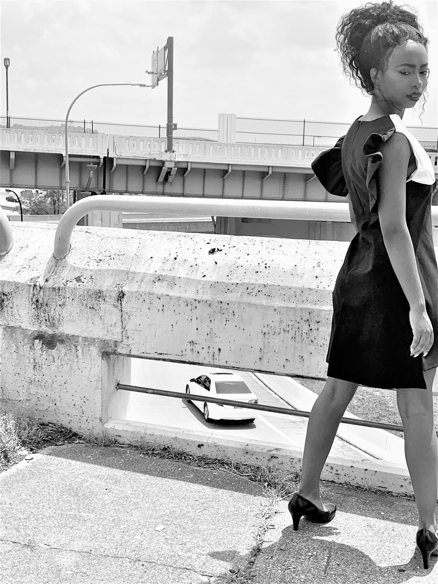 Anastasi Fashion design – Butterfly Dress (Back, Black and White)