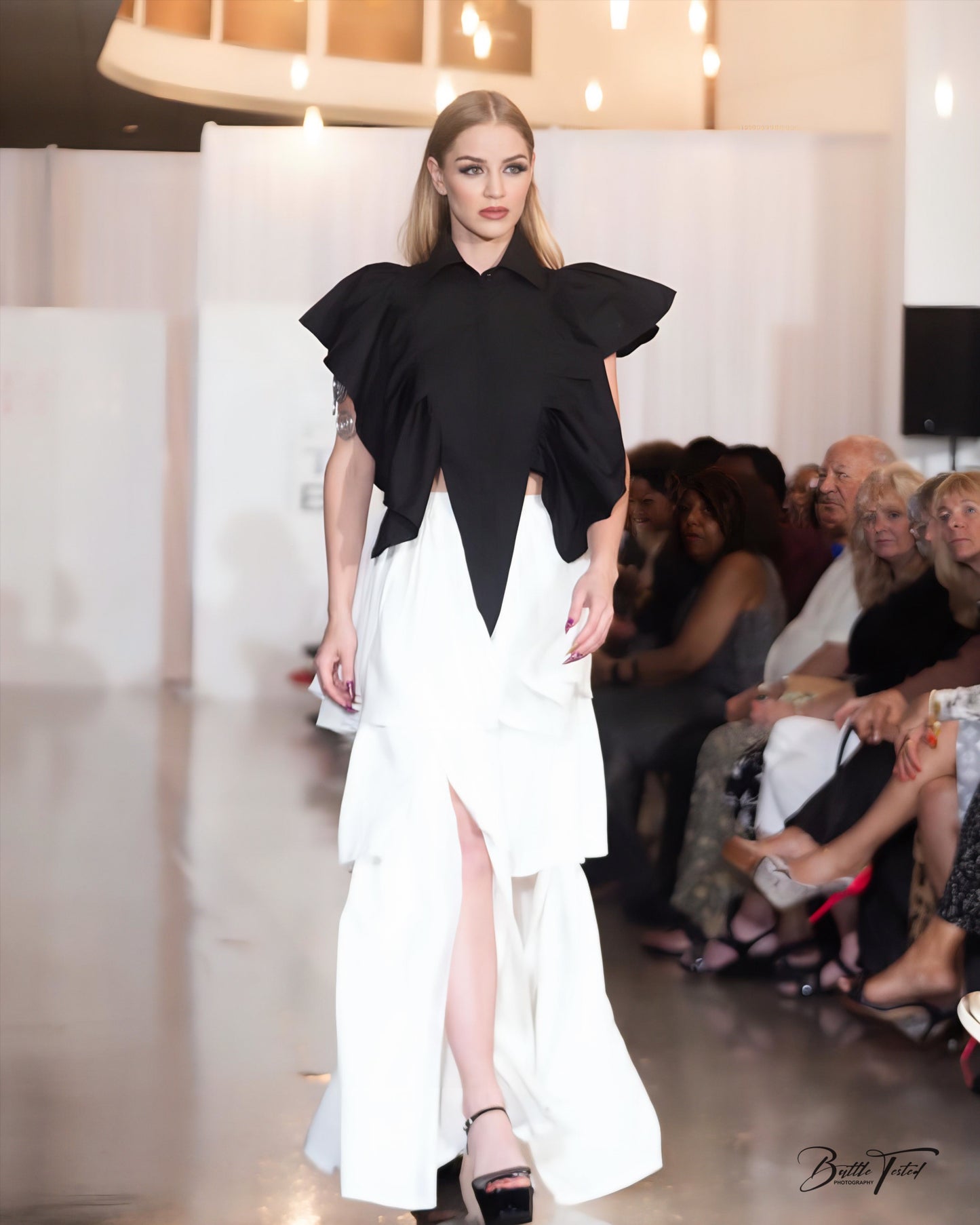 Altus Pants & Top — Off-White Layered Tencel & Sculpted Black Cotton