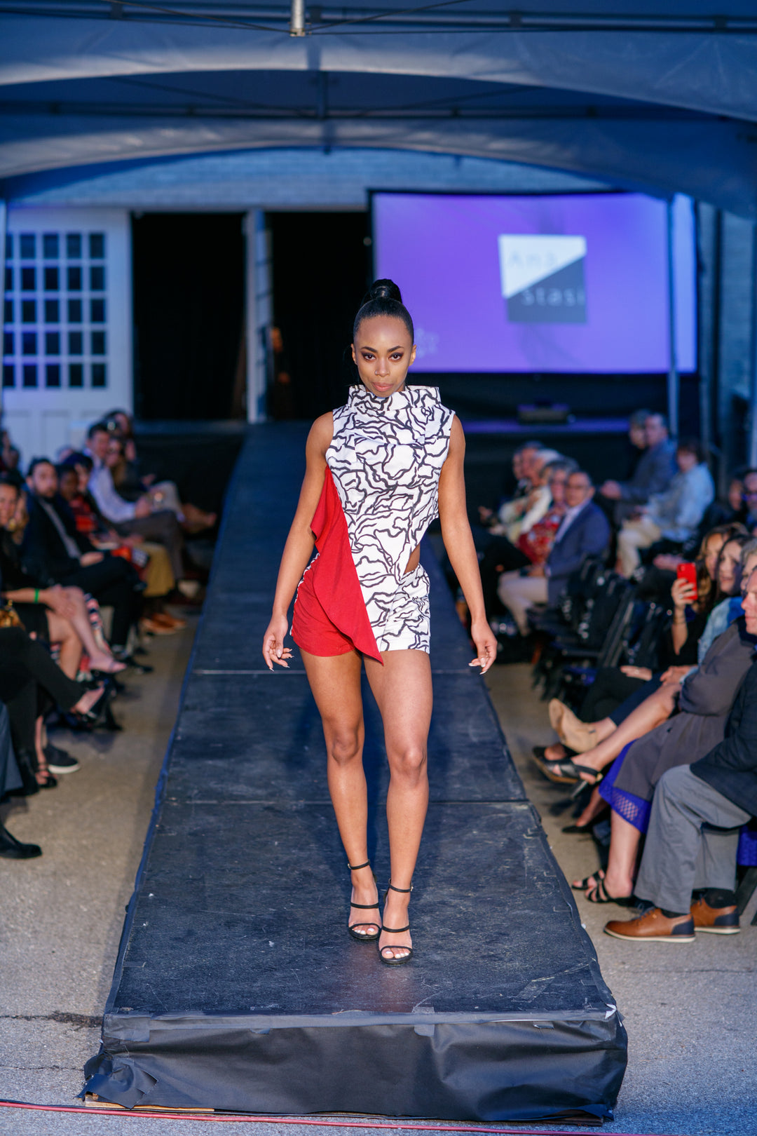 Anastasi Fashion design – Cotton Twill Womens Shorts Matching Top Lets Go Collection (Front)