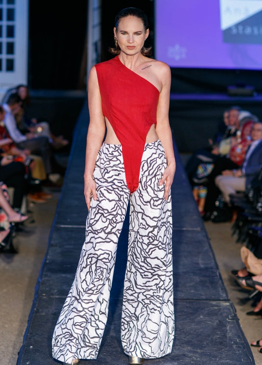 Anastasi Fashion design – Saint Tropez Tencel Twill Custom Floral Printed Jumpsuit (Front)