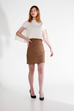 Cap Sleeve 100% Linen Cape Top with 100% Linen Skirt