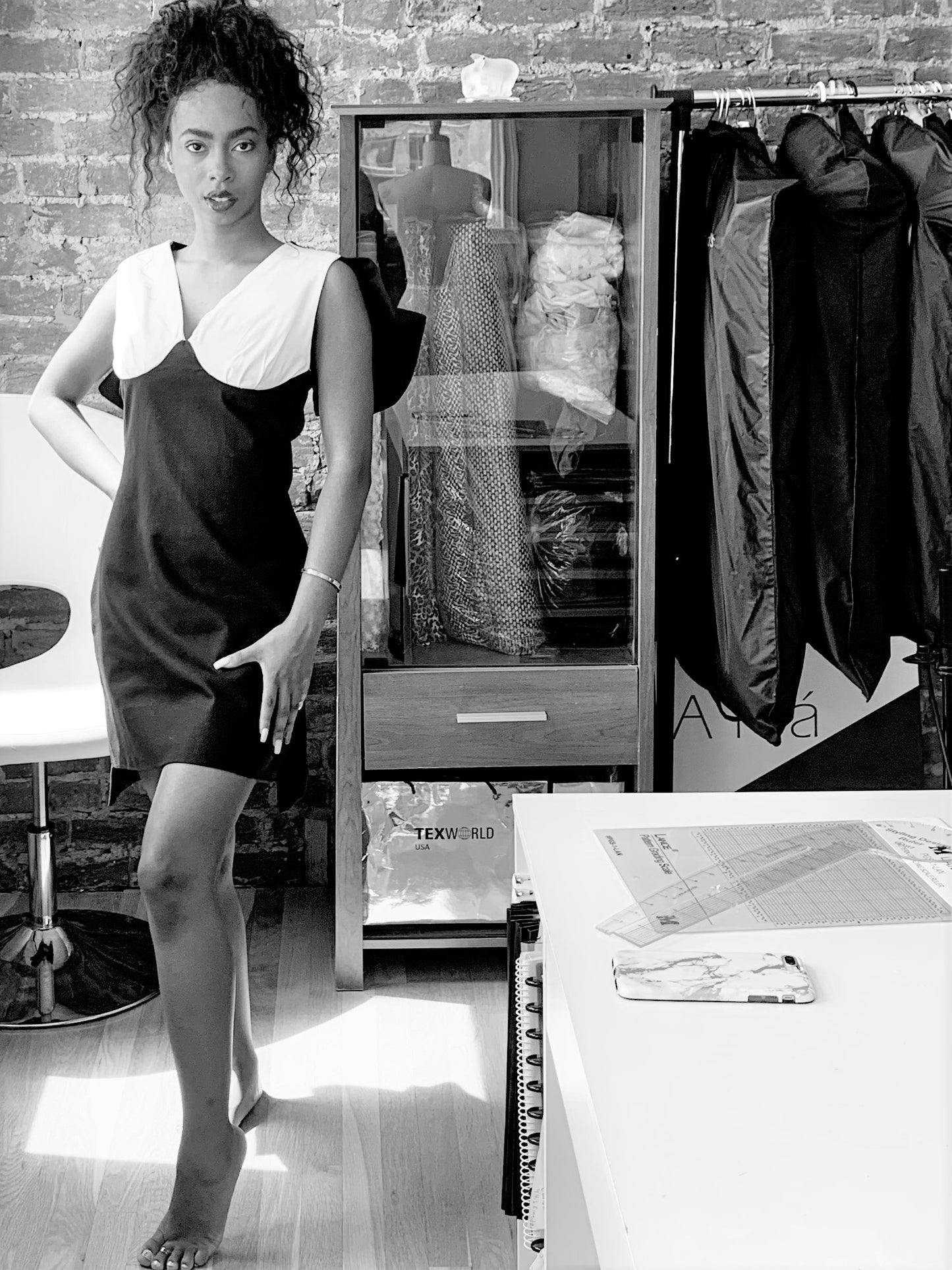 Anastasi Fashion design – Butterfly Dress (Front, Black and White)