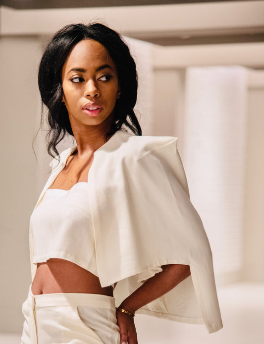 Anastasi Fashion design – Cape Tied Top (Side)