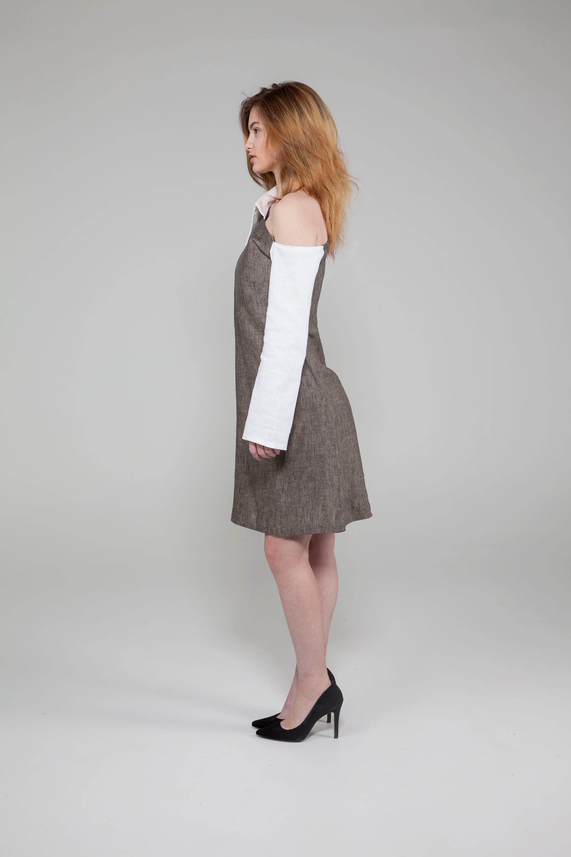 Anastasi Fashion design – "Shirt" Linen Dress (Side)